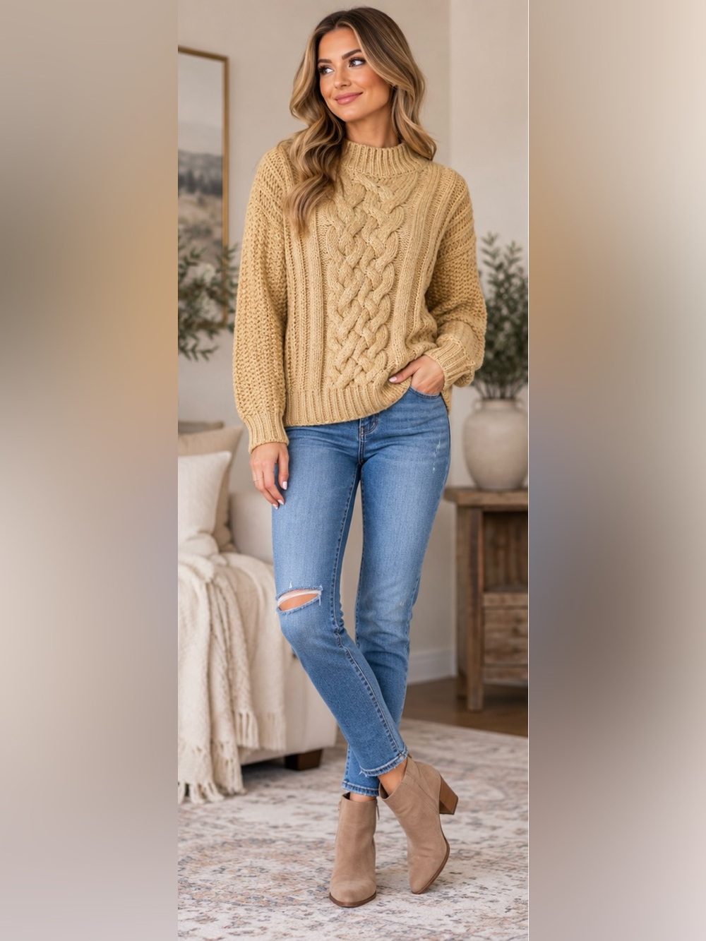Chelsea & Theodore Cable Knit Sweater Size Small